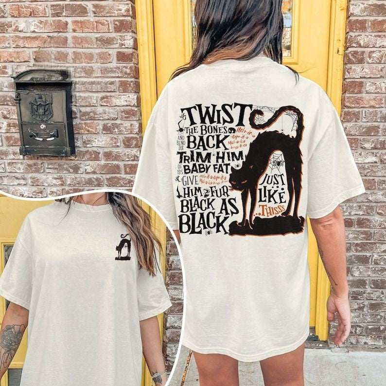 Twist The Bones Cat Halloween T-shirt