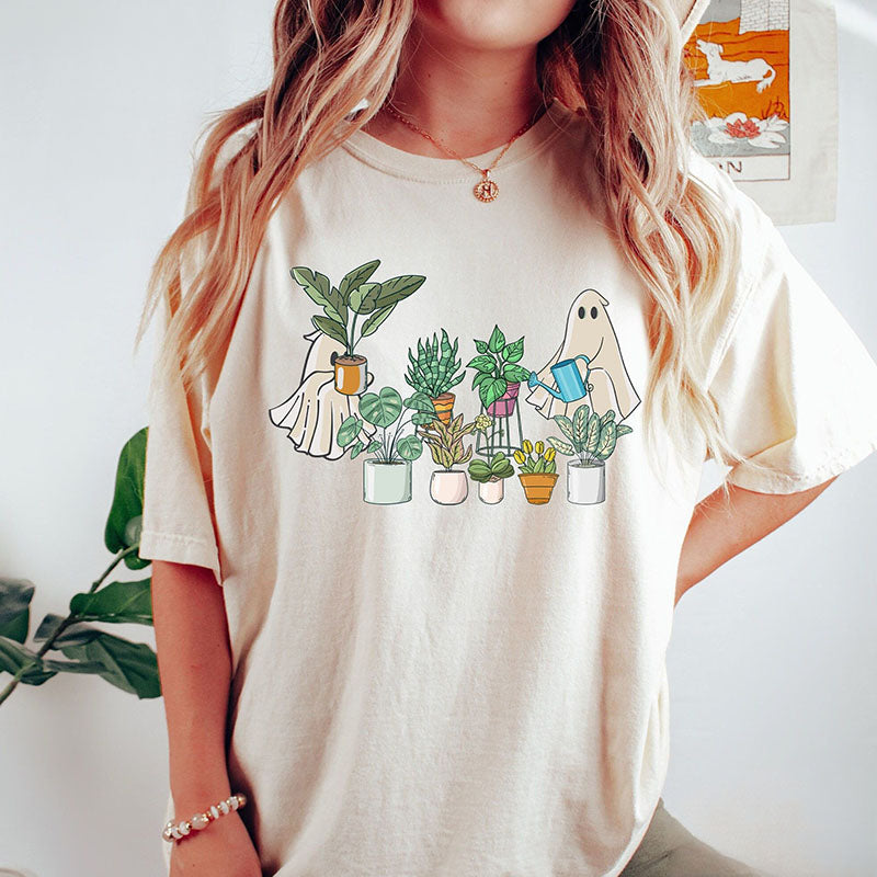 Cute Ghost Halloween Plant T-shirt