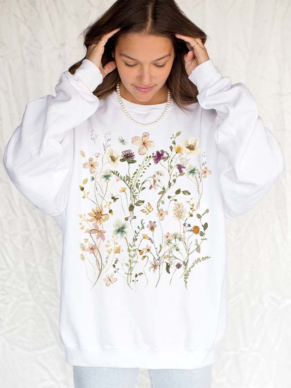 Vintage Pressed Flowers Sweatshirt