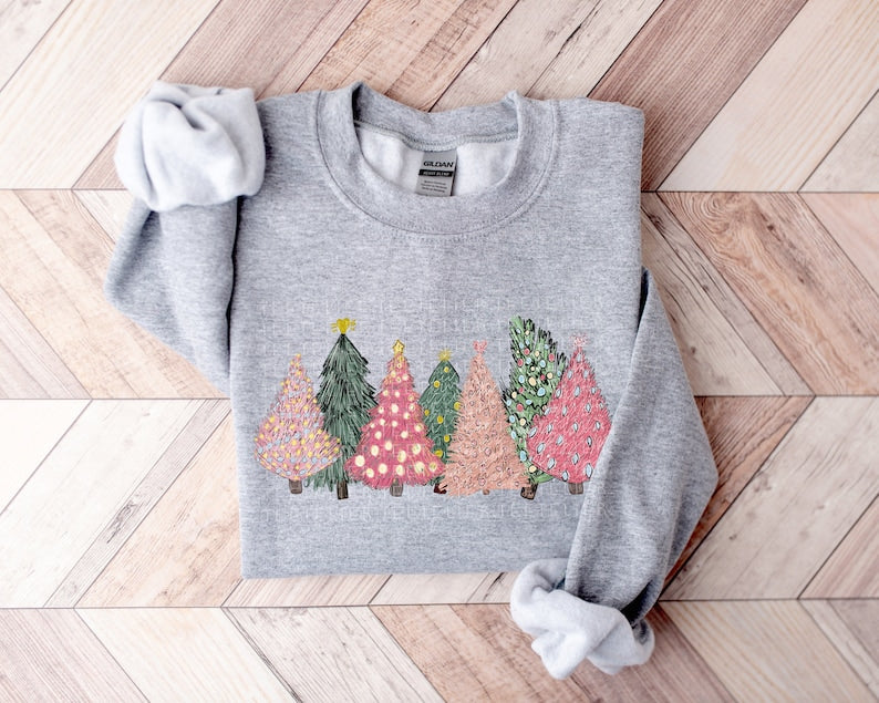 Christmas Trees Crewneck Pullover Sweatshirt