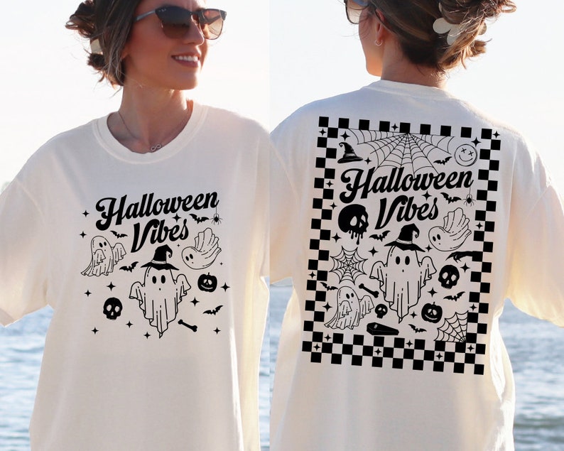 Front and Back Halloween Print Spooky Season T-shirt