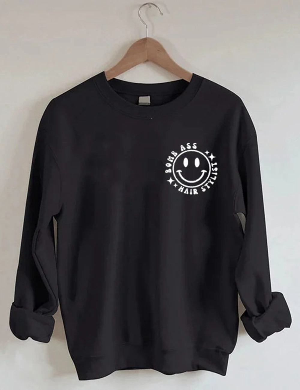 Somebody's Bomb Ass Hair Stylist Sweatshirt- Black